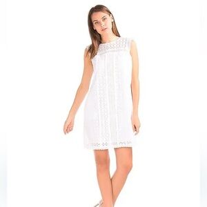 GAP Women White Eyelet Lace Shift Dress large petite